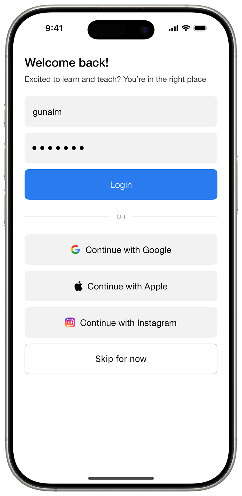 Login Mockup