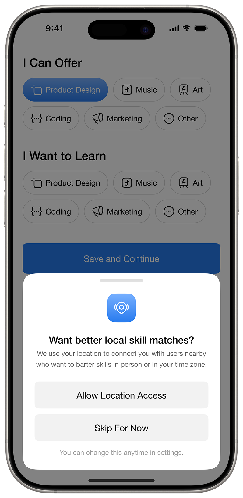 Location Permission Mockup